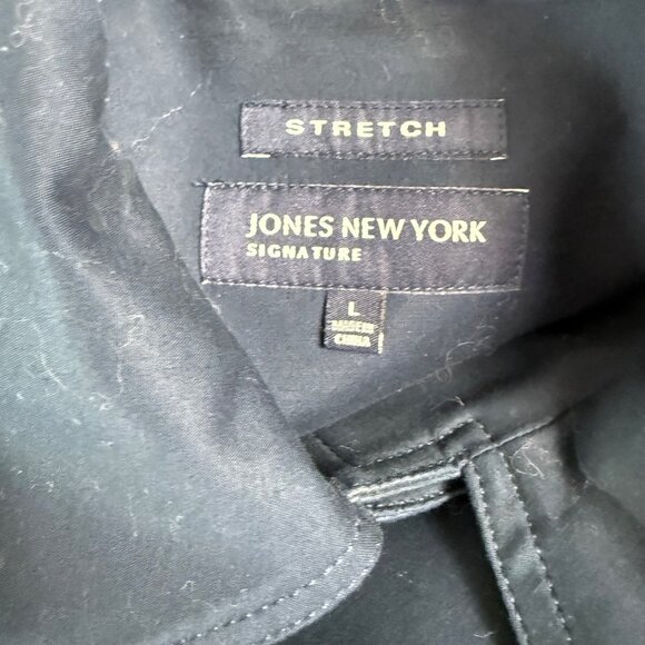 Jones New York Swing Trench Pea Coat Size L Stretch Retro Style Gold Tone Buckle - Picture 6 of 16